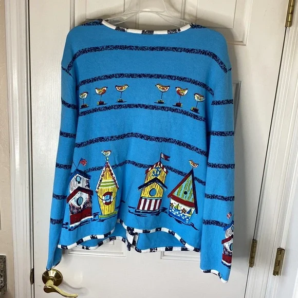 Onque Casual Nautical Ladies Button Down Sweater XL - Picture 5 of 7